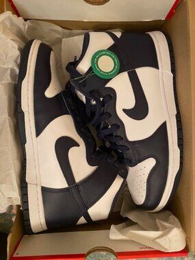 Nike Dunk Hi Retro White/Midnight Navy - women's size 10/men 8.5 NWT Sneakers